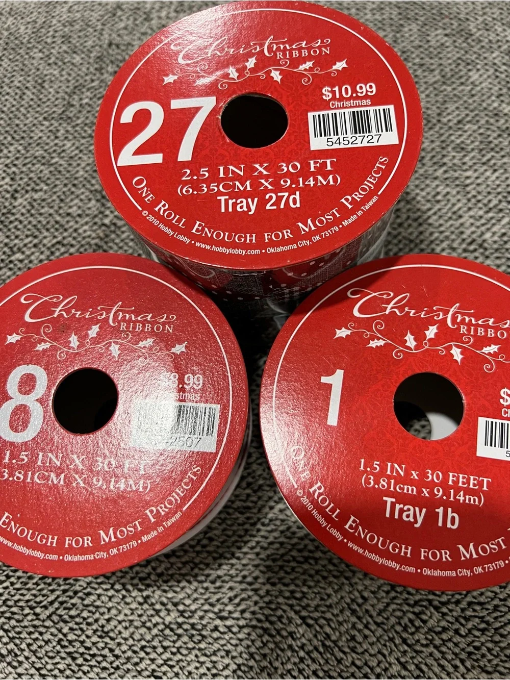 Festive Red & Black Wired Ribbon Trio
